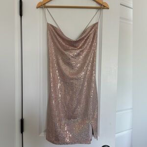 City Studio Shimmer Beige Gold Sparking Mini Dress NWT Size XL